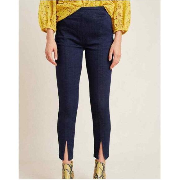 Anthropologie Pilcro Letterpress Front Slits High Rise Skinny Leg Jeans Blue 28 - Picture 1 of 9